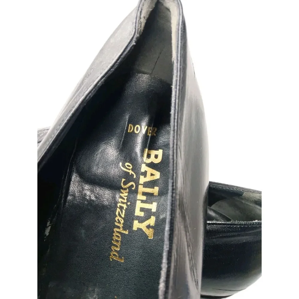 Bally Dover Dress Shoes Men's Size 9 D Croco Embossed Black Leather Oxfords
